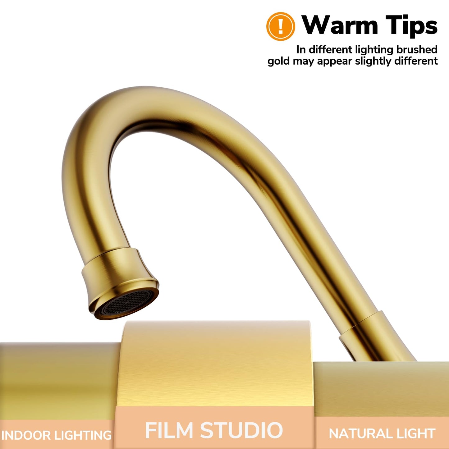 Bathroom Faucets for Sink 3 Hole, Hurran Brushed Gold Bathroom Sink Faucet with Pop-up Drain and Supply Lines, Stainless Steel Lead-Free Widespread Faucet for Vanity RV Farmhouse Sink