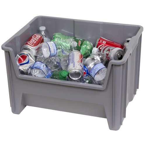 Akro-Mils 13017 Stak-N-Store Heavy Duty Stackable Open Front Plastic Storage Container Bin, (15-Inch x 20-Inch x 12-1/2-Inch), Gray, (3-Pack)