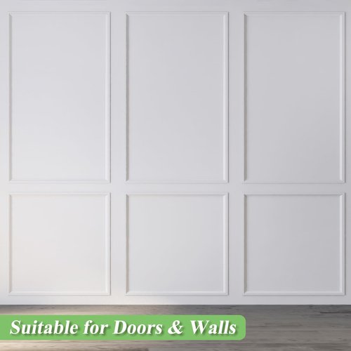 Colingmill 10 Pcs Peel and Stick Door Moulding Trim Kit Premade Wall Moulding Panels Flexible Self Adhesive 3D Wainscoting Panels for Mirror Window Frame Decor (Top 22"x36" and Bottom 22"x24")