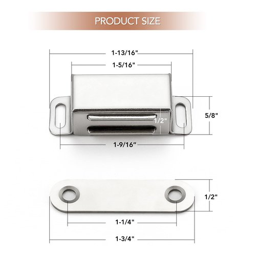 Ravinte 4 Pack Silver Magnetic Door Catch, Brushed Satin Nickel Cabinet Magnets, Strong Magnetic Catch Latch for Kitchen Cabinets, Drawers & Cupboards, Stainless Steel Closures