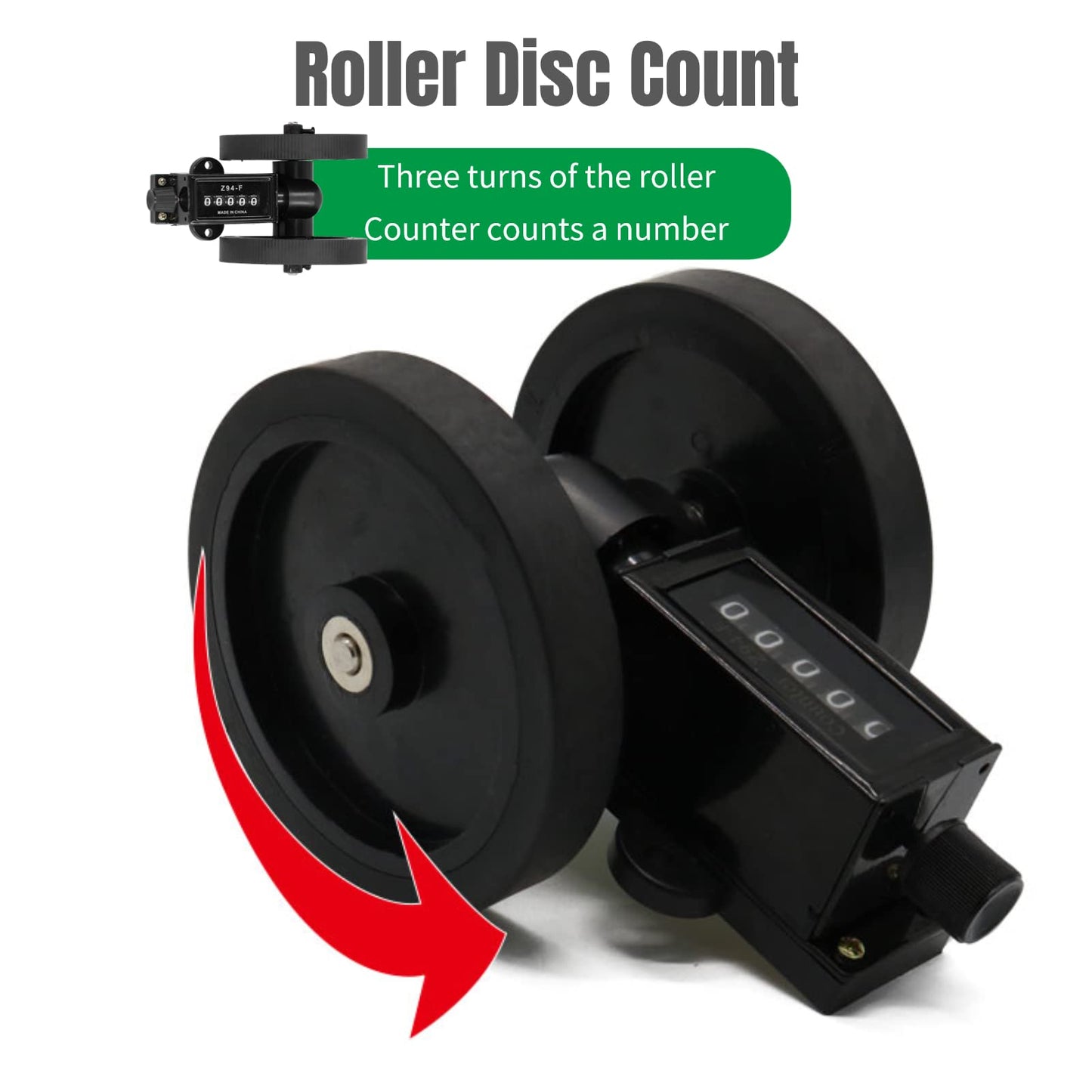Mechanical Length Meter, Z94-F 5 Digit Digit Roller Type Meter Counter with Measuring Counter Rolling Wheel, for Measuring 0-99999 Textile, Printing, Artificial Leather