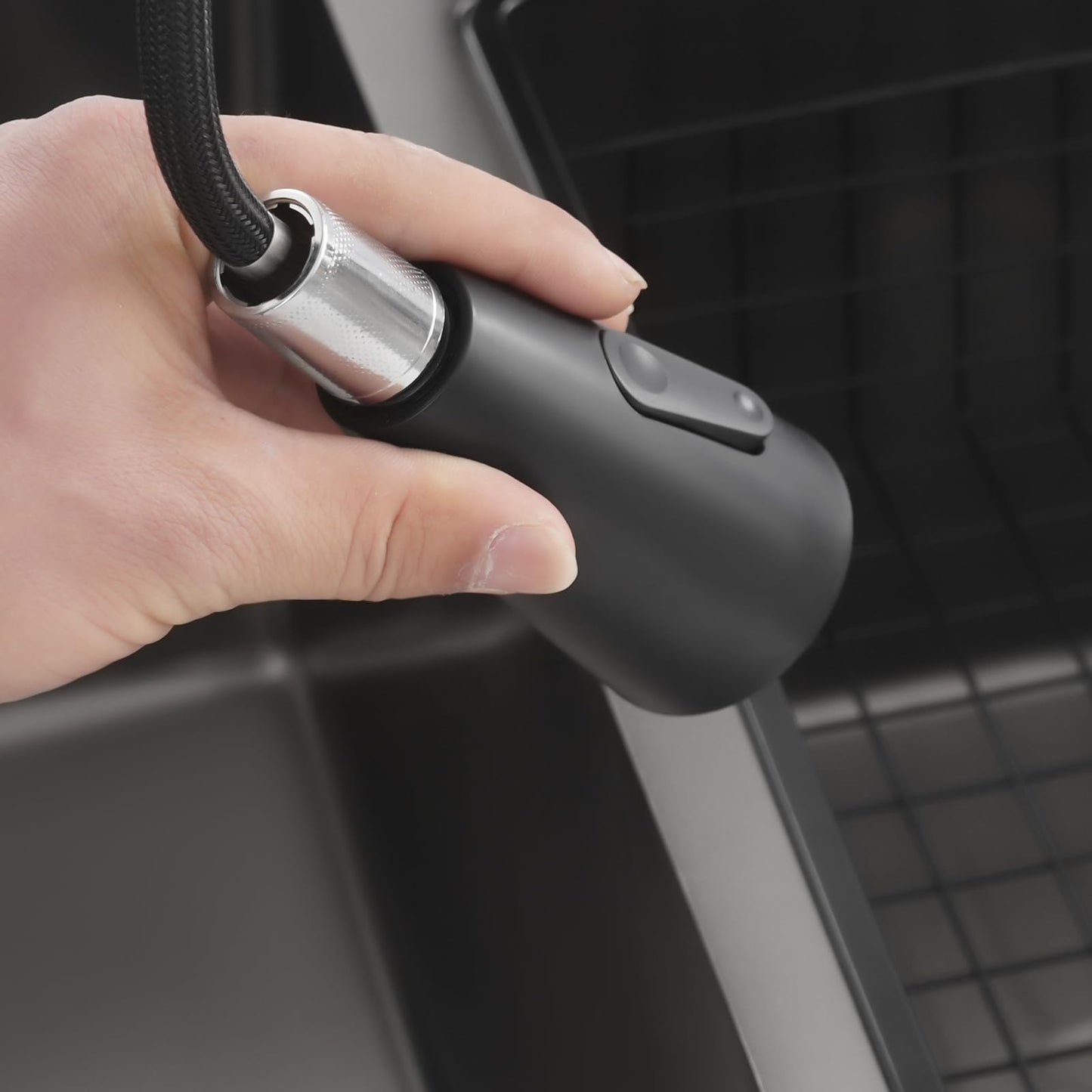 sjcdicnj All-in-One Utility Sink & Cabinet, 31-inch Freestanding Kitchen Sink Cabinet Stainless Steel Laundry Cabinet with 360° Faucet for Laundry Room, Garage, Mudroom (Black)