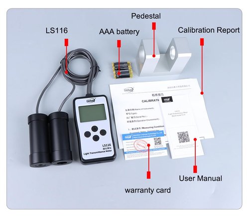 Linshang LS116 Optical Transmission VLT Tester Light Transmittance Meter with 380-760nm White Visible Light Meet CIE Standard