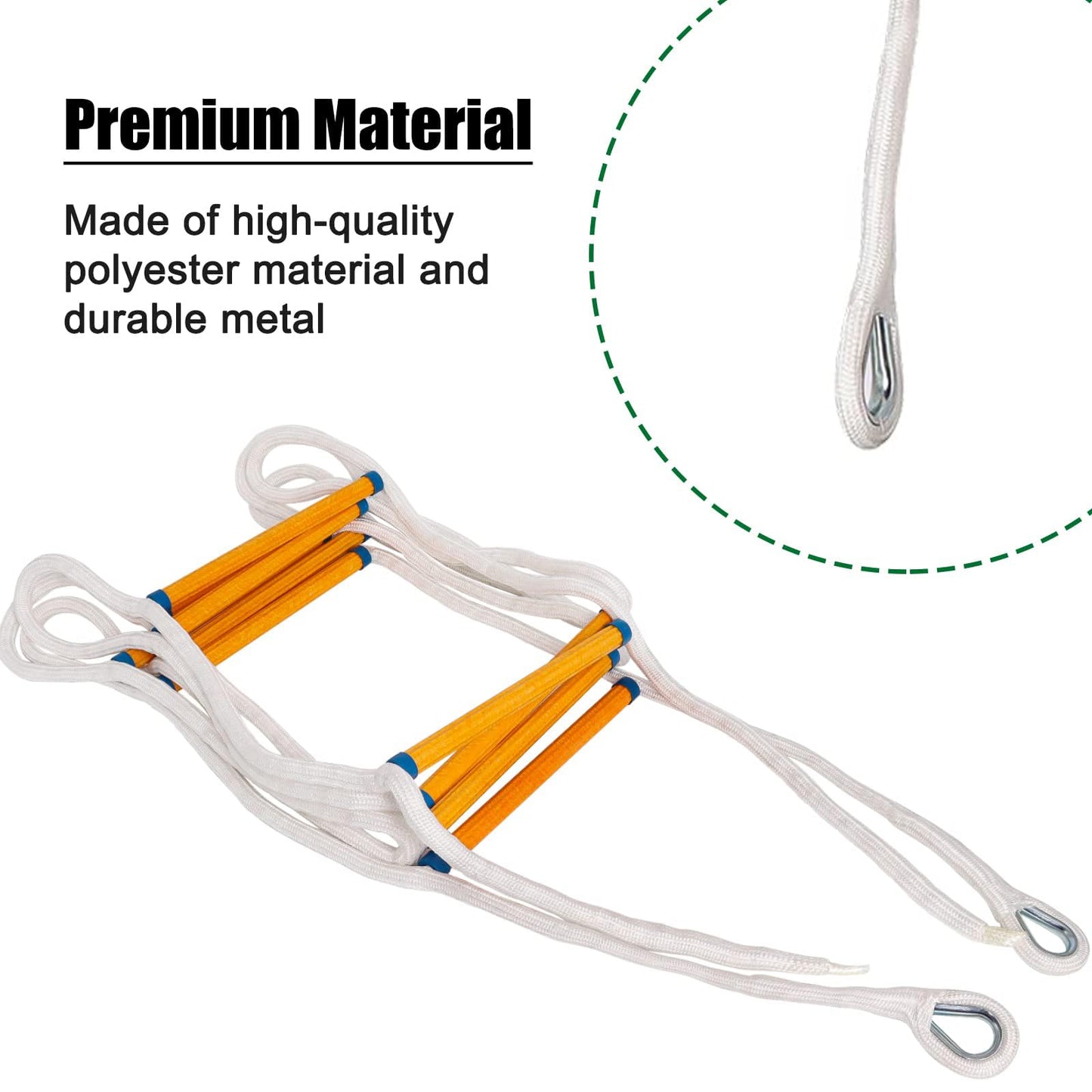 Fire Escape Ladder 2 Story, 16 FT Rope Ladder Fire Escape 2 Story, Portable Rescue Fire Escape Ladders for 2-3 Story Home Window Balcony Railing Treehouse, Weight Capacity up to 2000 Pounds