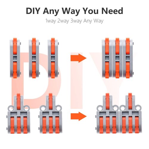 UOHGDPY 40PCS Lever Wire Connectors,1 in i Out-1 in 5 Out Wire Splitter,Compact Wire Connectors Splicing Connectors for Circuit Inline 28-12 AWG