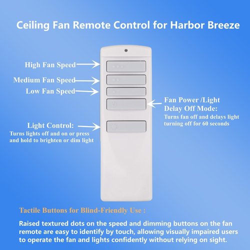 Replacement Remote for Harbor Breeze Ceiling Fan Remote Control, Light Dimmer 3-Speed Wall Mount for A25-TX001-R1, A25-TX005R, A25-TX007R, A25-TX013, RRTX001R, ZJF-RT01A,315MHz(Remote Only)