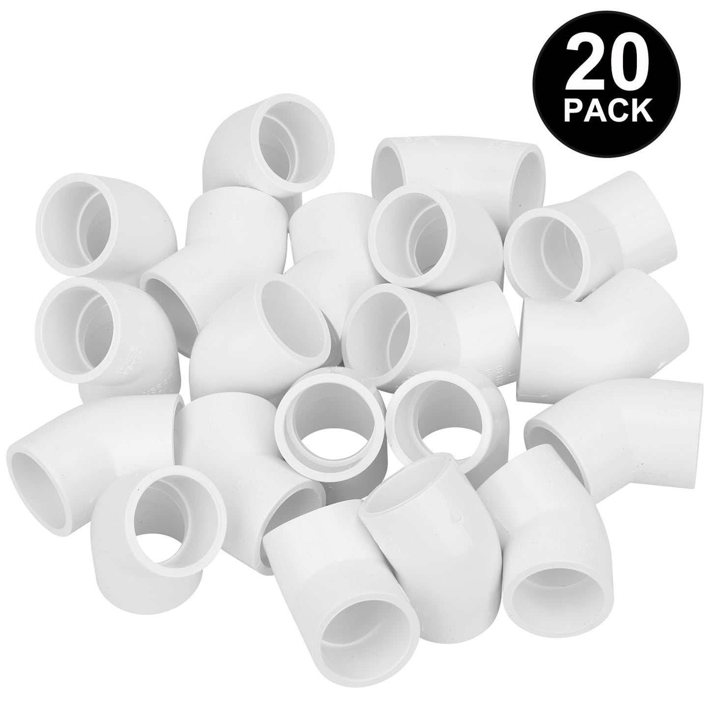20Pack 1" 45 Degree PVC Elbow Pipe Fitting Connector (Socket x Socket) Furniture Build Grade SCH40 1 Inch 45 Degree Elbow PVC Corner Adapter for Home Sewer Plumbing Water Line