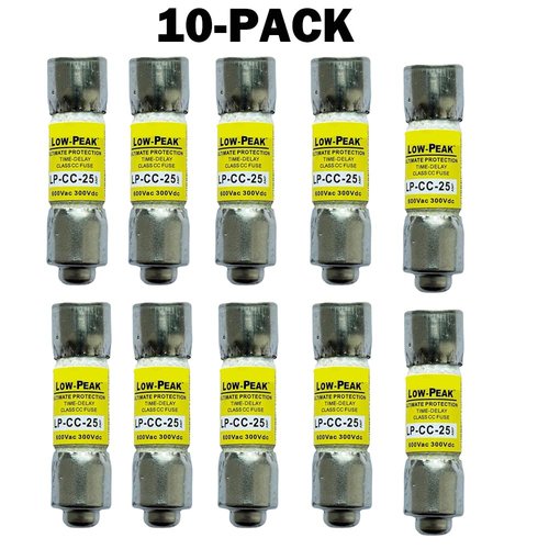 10-Pack New LP-CC-25 LP-CC-25A LP-CC 25A 600Vac Time Delay Fuse,LP-CC-25A Current Limiting Class CC Rejection Cartridge Fuses