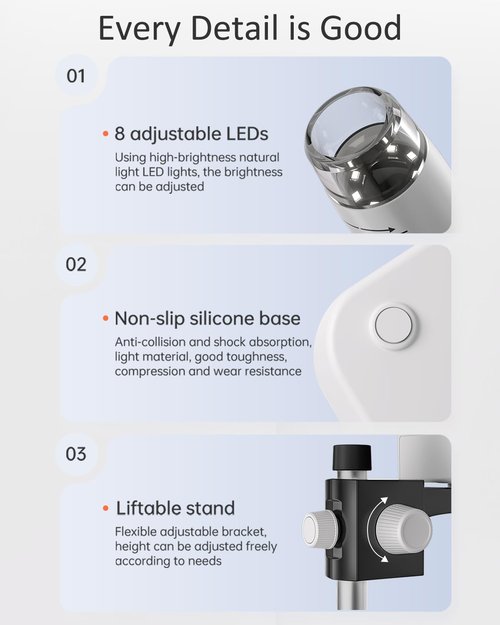 4.3" Coin Microscope - Aopick LCD Digital Microscope 1000X, 1080P USB Coin Magnifier for Error Coins with 8 Adjustable LED Lights, PC View, Compatible with MacOS Windows