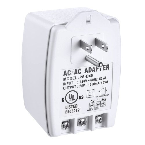 Hotop 1 Pack 24 Volt Transformer, 40 VA AC Transformer Plug in with PTC Fuse Compatible with All Versions of Ring Doorbell and Thermostat, Compatible with Nest, Ecobee, Sensi/Honeywell/24V Adapter