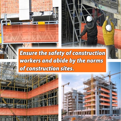 FULEIYA 40ft Construction Safety Debris Netting with 24 Tapes & Buckles - Orange Fire Retardant Pump Jack Safety Net, Scaffold Enclosure (Model: 40TF-1P)