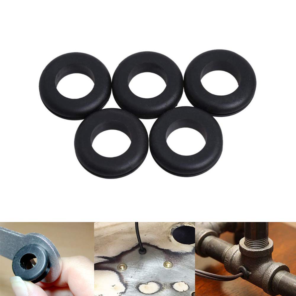 Wolfride 180Pcs Black NBR Rubber Grommet Assortment Kit - 8 Sizes: 1/4", 5/16", 3/8", 7/16", 1/2", 5/8", 7/8", 1" - Grommet Set