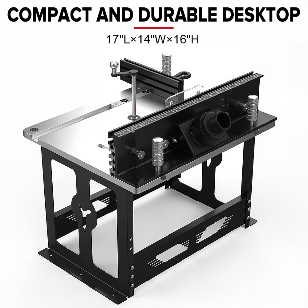 MUWOOD Bench Top Router Table, Full Size Portable Router Table, Workshop Table Router, Workbench Accessory (Black, Imperial)