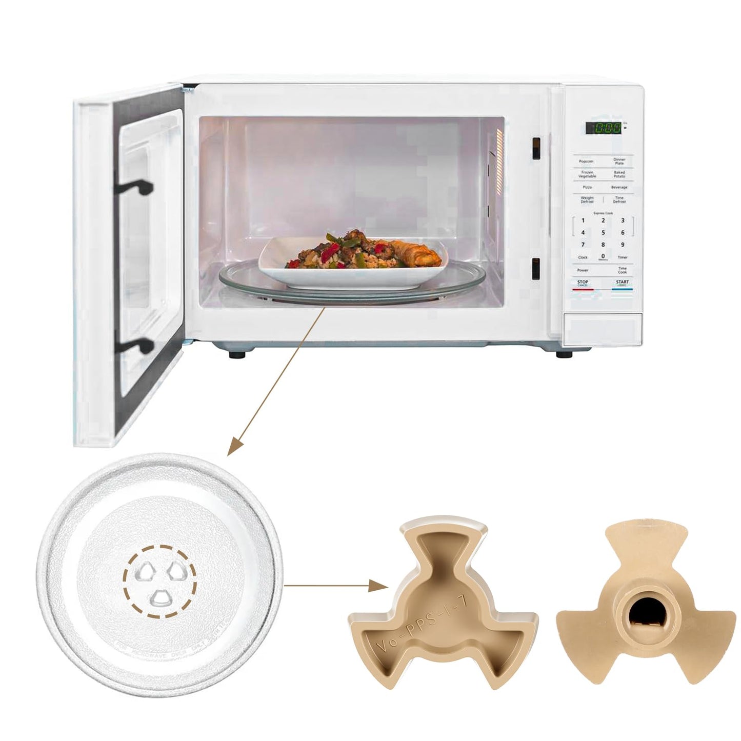 2 PCS Microwave Turntable Coupler, Microwave Oven Turntable Roller Guide Support Glass Tray Drive Coupling Replacement, Microwave-Oven Roller Guide Support for Microwaves Plates Shaft Length 0.59inch