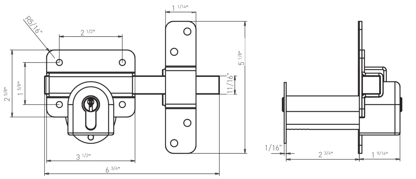GateMate Long Throw Gate Lock 1490136, Euro Profile Keyed Alike Gate Lock for Sheds, Gates & Garage Doors, Keyed Both Sides, 316 Stainless Steel, for Wooden Gates & Doors Up to 2 ¾” (70mm), 5 Keys