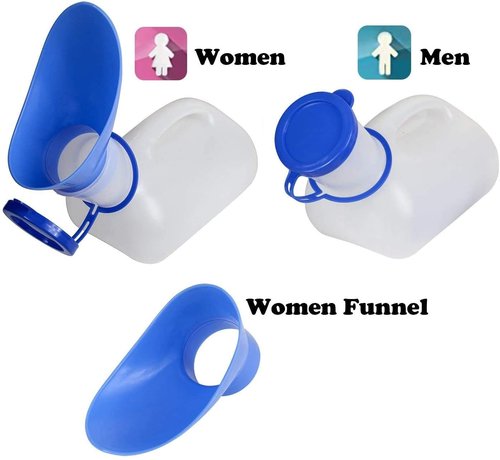 Unisex Potty Urinal for Car, Portable Urinal for Men and Women, Bedpans Pee Bottle with a Lid and Funnel, Mobile Toilet Urinal for Car, Old Man, Child and Patient for Hospital Camping Outdoor Travel