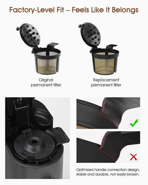 Permanent Coffee Filter for Ninja PB051 / PB040 / PB041ST - Compatible with Ninja Pods & Grounds Coffee Maker - Reusable Gold 304 Stainless Steel Mesh - Eco-Friendly Coffee Pod Accessory