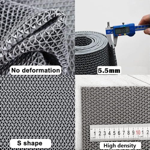 jxgzyy 35.43'' x 78.74'' Drainage Non Slip Mat Commercial Floor Mat PVC Bathroom Pool Floor Mat Mesh Big Hollow Door Mat Roll for Swimming Pool Shower Room Bathroom Indoor Outdoor Wet Area