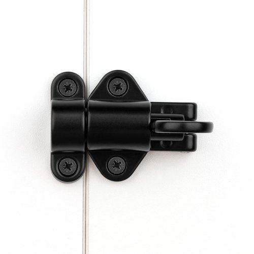 INIRET 2 Packs Self-Closing Latches，Black Spring Door Lock，Resilient Bolt Latch Aluminum Alloy Safety Automatic Spring Barrel Slide Door Lock with Screws,Used for Gate,Window and Cabinet etc