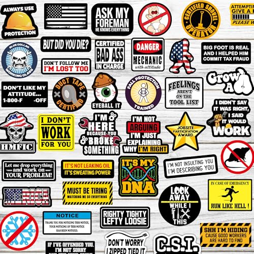 150 PCS Funny Hard Hat Stickers for Adults Dark Humor, Hilarious Decals for Tool Box, Helmet, Blue Collar Prank Meme Vinyl Waterproof Gift for Dads Father