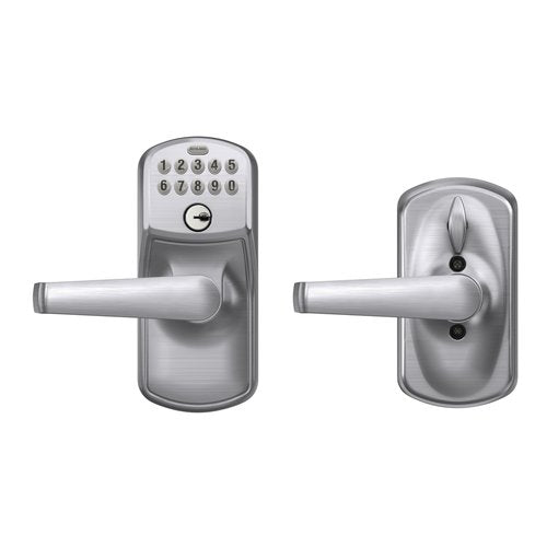 SCHLAGE Brushed Chrome FE595CS V PLY 626 ELA Plymouth Light Commercial Electronic Keypad Lock with Elan Lever(Satin Chrome)