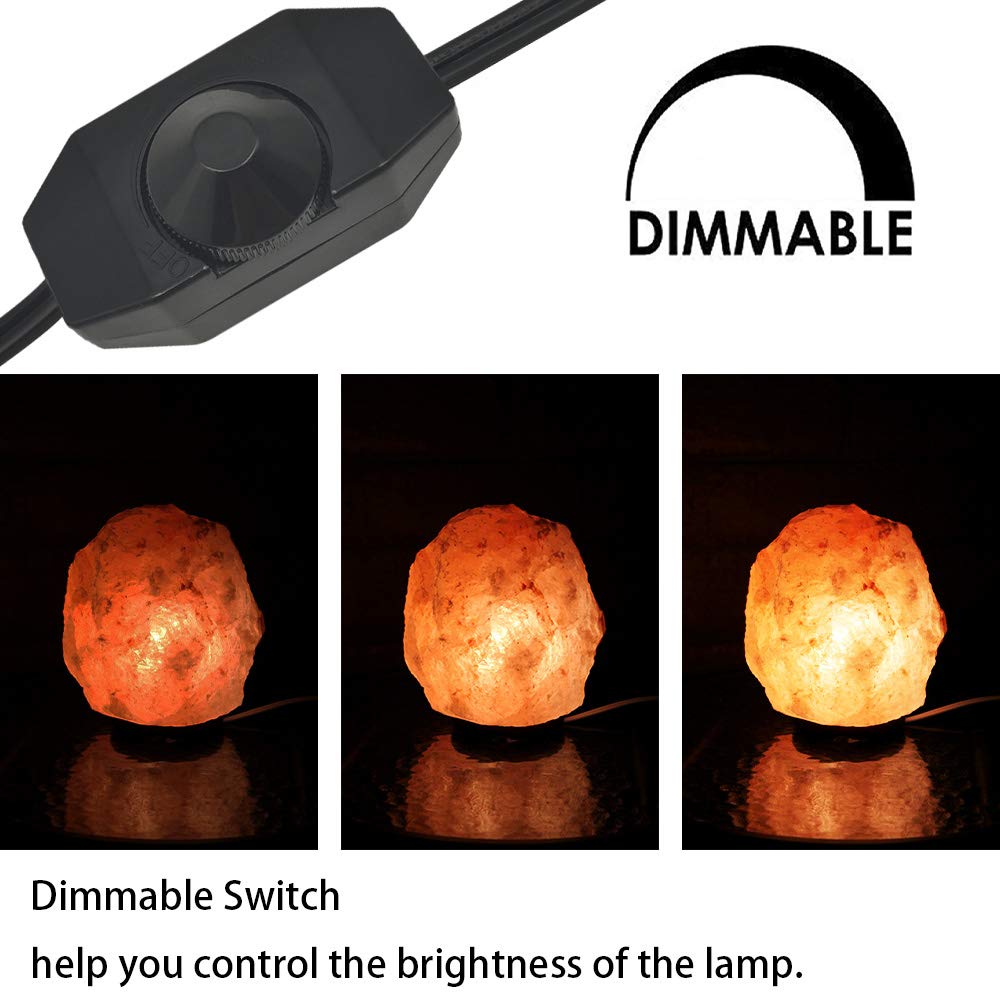 New Orange Heart Himalayan Salt Lamp Cord with Dimmer Switch and Bulbs, 6FT Original Replacement Cord with Base Assembly 3.35 Inches, 6-Pack 15 Watt E12 Halogen Salt Lamp Bulbs for Salt Rock Lamp