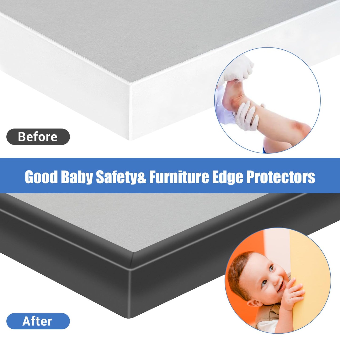 Rubber Edge Trim, Self-Adhesive U Channel Edge Protector for Plywood, Cabinet, 1" Wood Edge Banding, Flexible Furniture Repair, EPDM Material, Fit 1"(25mm), Length 10Ft, Black