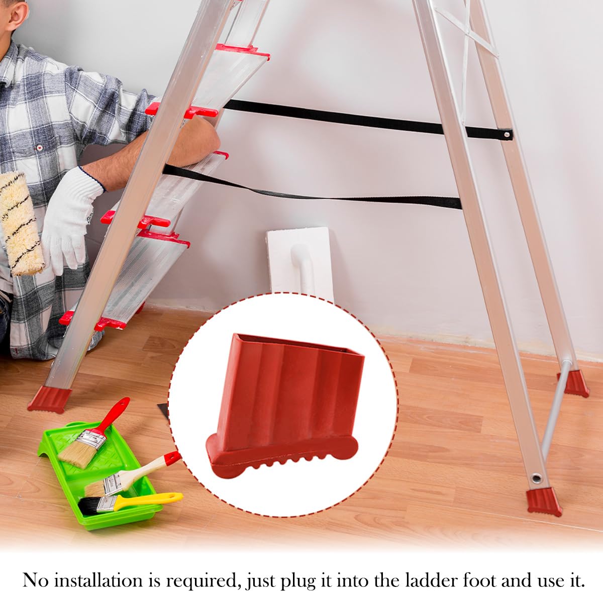 2 Pcs Ladder Non Slip Feet Covers, Thickened Furniture Rubber Foot Cushion Non-Slip Telescopic Ladder Rubber Protective Cushion Ladder Foot Cushion Cover Accessories