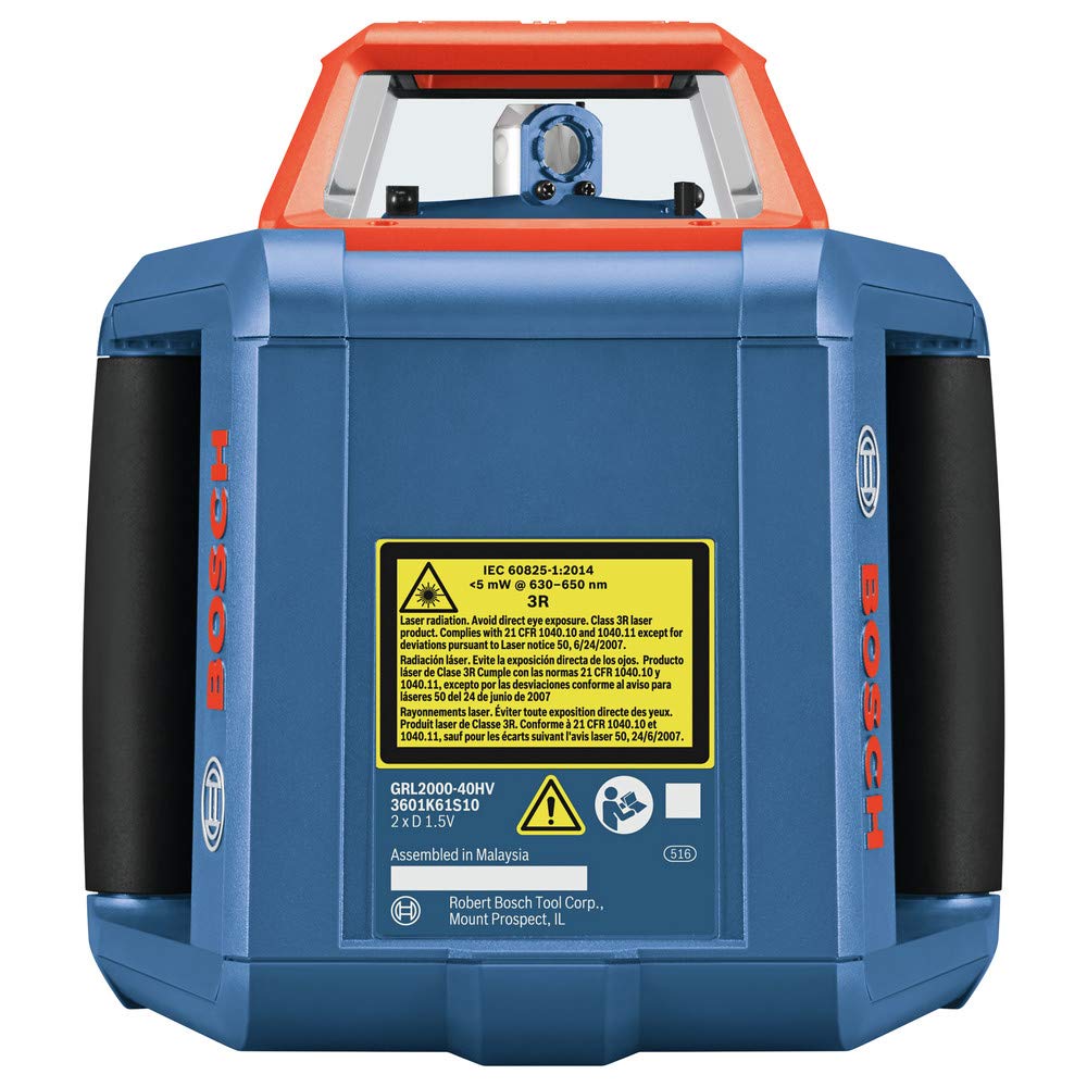 Bosch Revolve2000 Self-Leveling System with Disturbance Monitor Horizontal-Vertical Rotary Laser Kit with 2000 Feet Working Range (Renewed)