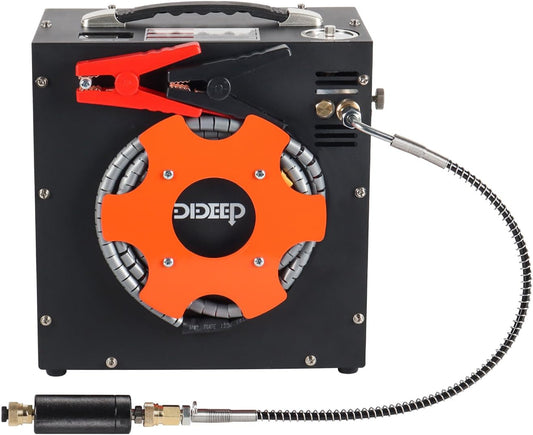 DIDEEP PCP Air Compressor, 4500Psi/300Bar High Pressure Air Compressor 12V DC or 110V AC for Scuba Tank Compressor Paintball Guns, PCP Rifles - Car/Home Use Oil-Free Design