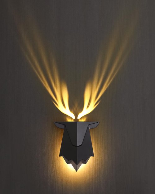 Fuloon Antler Night Light with Remote Control, Adjustable Deer Wall Lamp Battery Operated and Removable Charging for Bedroom, Living Room, Hallway 1PC