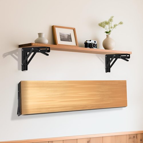 AINVLPRO Folding Shelf Brackets Heavy Duty Stainless Steel – Wall Mounted Collapsible Table Bracket for DIY Workbench, RV Countertop, Kitchen Folding Desk 2 Pack