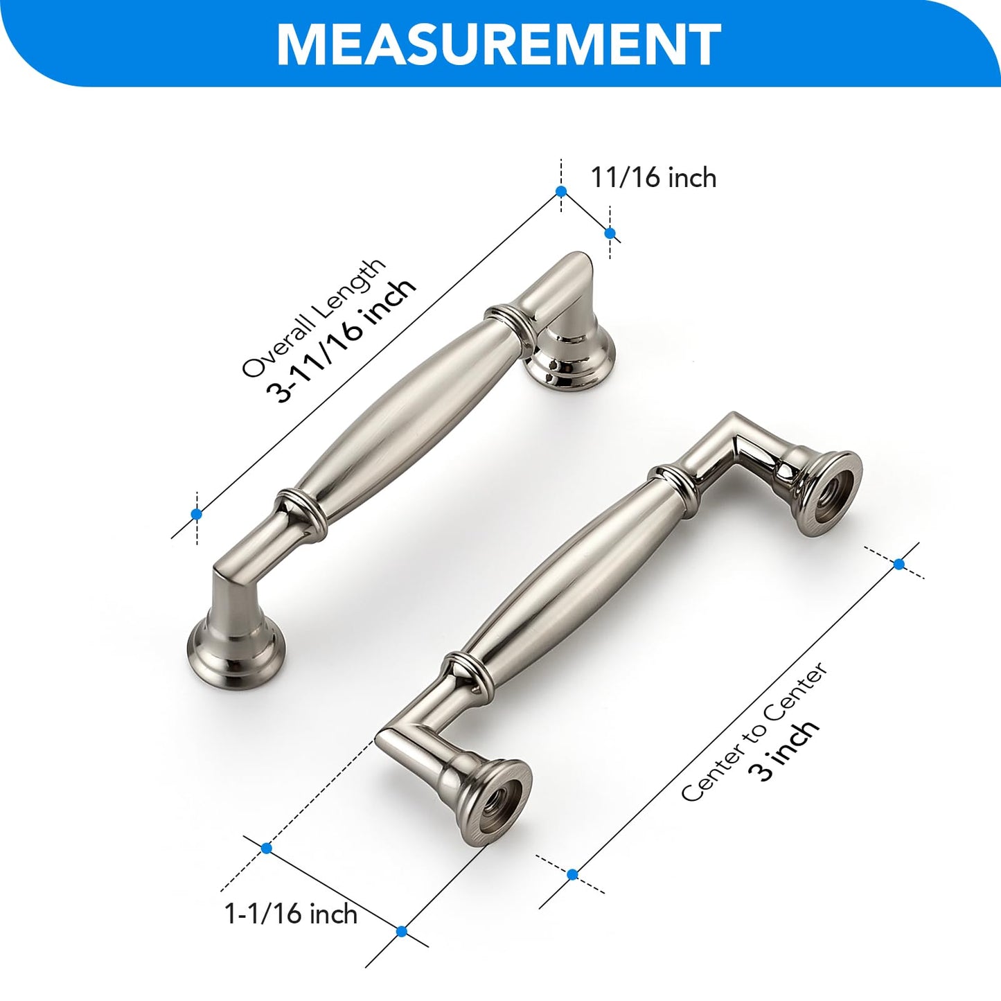 HOME EDIT 5 Pack 3 Inch Brushed Nickel Cabinet Handles Solid Zinc Alloy Pulls for Kitchen, Dresser, Closet & Bathroom Cabinets Hardware