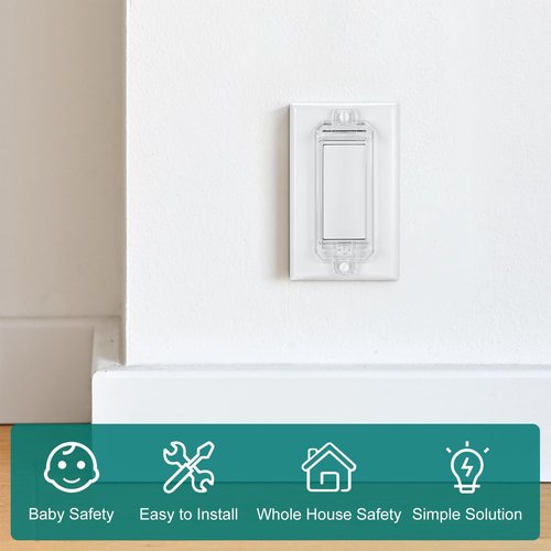 CLYMENE Light Switch Cover Guard, Child Proof Wall Switch Cover Keeps Lights or Switches from Being Accidentally Turned ON or OFF, Rocker Style (Clear, 2 Pack)