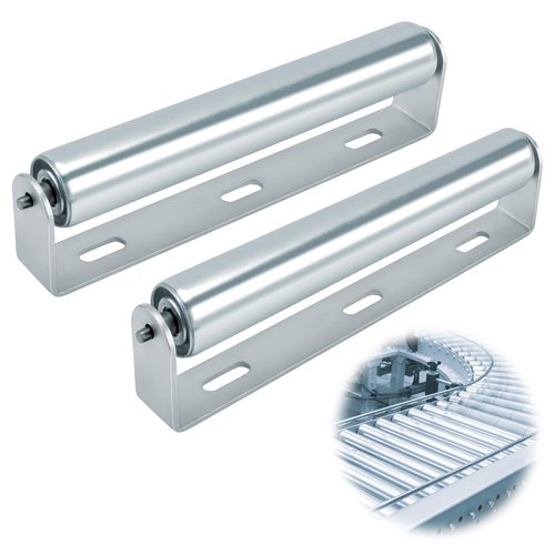 2 Pack Conveyor Long Roller and Bracket Set 10-inch, 1.5-inch Diameter Galvanized Steel Roller, Ideal for Use as Support Rollers in Woodworking, Roller Stand or Bike Rollers