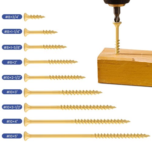 BNUOK Deck Screws 5 inch, Wood Screws #10 x 5, (36pcs) 1lb, Rust Resistant Epoxy Coated,Torx Drive Head Outdoor Decking Screws,with T25 Star Bit,Tan