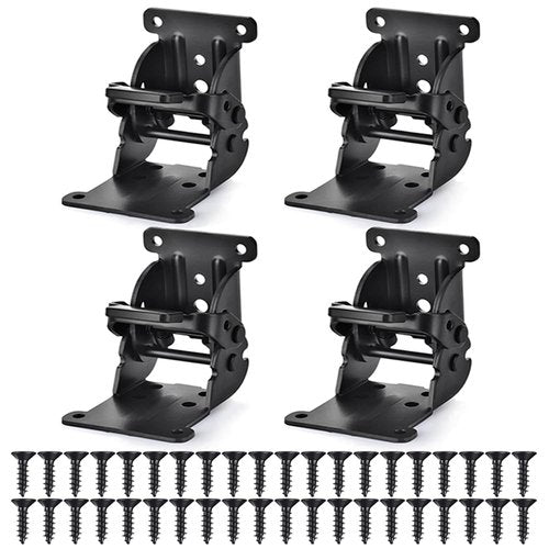 4 Pack Folding Brackets, Self-Locking Hinges with Screws & Non-Slip Pads, 500LB Capacity Adjustable Support for Table/Bed/Desk Legs, Quick-Install Heavy-Duty Extension Support Bracket