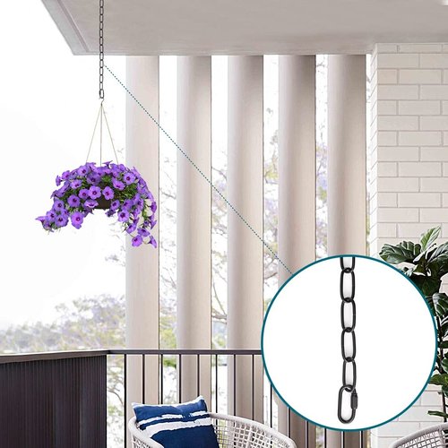 PEESIN 6 Feet Chandelier Chain, Black Chain for Hanging, Hanging Chain Extension with Connection Lock, Industrial Black Light Fixture Chain, for Chandelier, Plant, 50 BL