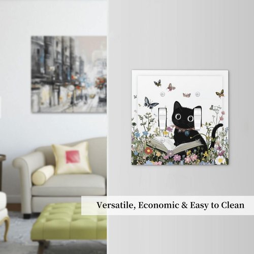 Donecmminery Decorative Switch Plates Cute Cat Wildflowers Boho Flowers Floral 2 Gang Double Toggle Outlet Light Switch Cover Wall Plate Electrical Faceplate For Nursery Kids Room Decor