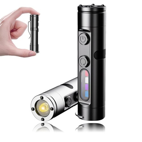 Taclite Mini - The Ultimate Survival Flashlight, 500 Lumens Mini Rechargeable EDC Flashlight, Magnetic Pocket Keychain Flashlights with Hat Clip, Waterproof for Camping, Emergency (Black)
