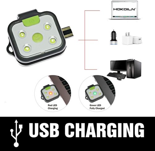 HOKOILN 2 Pack Running Lights for Runners, Rechargeable 4 Modes Clip on Flashlight, LED Night Safety-Light for Running, Walking, Jogging, Camping, Hiking (Black)
