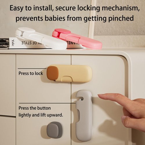 Xylionme 4 Pack Baby Proofing Cabinet Locks-Child Safety Lock, Refrigerator Drawers Lock with Strong Adhesive Tape, Kitchen System Keep Baby's Fingers Safe. (4 PCS)