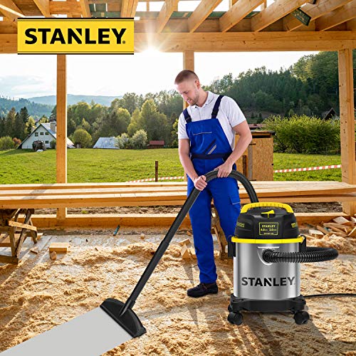 Stanley 3 Gallon Wet Dry Shop Vacuum with 4 Peak HP Motor, Stainless Steel, Portable & 3-in-1 Blower