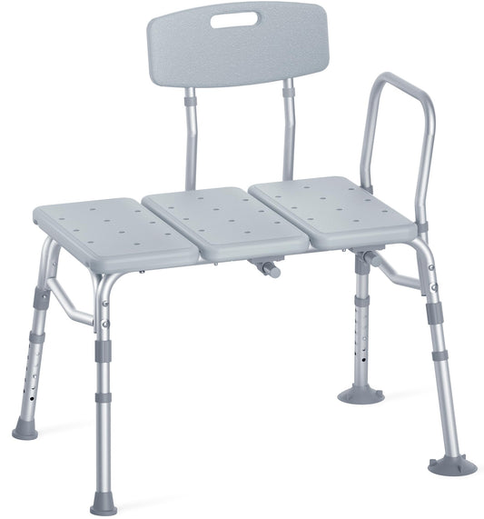 HOMLAND Tub Transfer Bench for Bathtub, 400 lbs Heavy Duty Shower Chair with Backrest, Slip-Resistant Feet, Height Adjustable Shower Bench Shower Seat for Elderly and Disabled