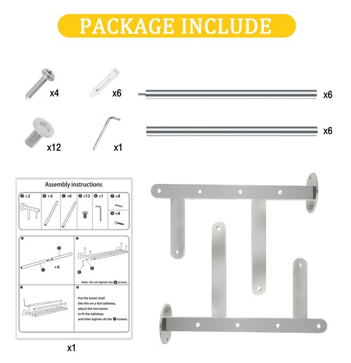 XEENEW Double Towel Racks for Bathroom Towel Rack with Shelf, 24 Inch Double Towel Bars, Wall Mount Towel Holder for Bathroom Lavatory, Stainless Steel Towel Rod(Brushed Nickel)