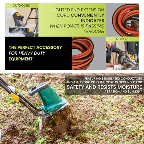 Orange 25 ft 12/3 SJTW Outdoor Extension Cord with Lighted End