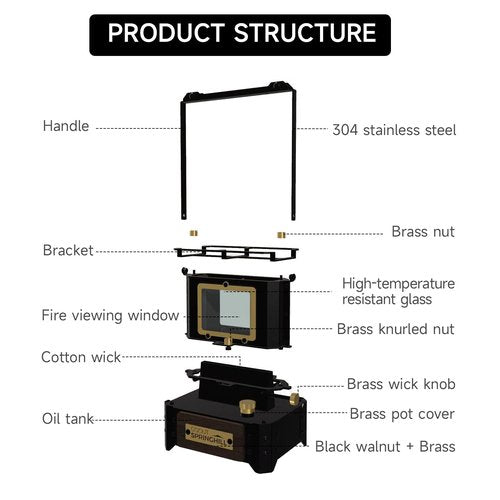 Camping Oil Lantern Emergency Oil Lamp with Handle for Outdoor Lighting Warming Portable Stove for Cooking Black
