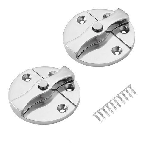 DIALESHU Heavy Duty Marine Boat Door Catch Latch 316 Stainless Steel, 1.69" (43 mm) Hatch Round Turn Button Twist Catch Latch with Screws(2-Pack)