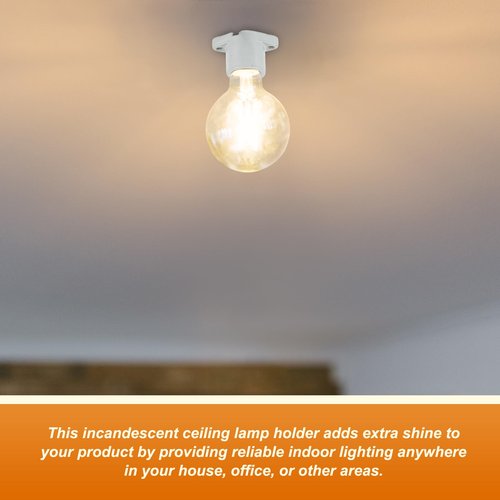 Saysurey 4 Pcs E26 Light Socket Porcelain Lamp Holder Socket Medium Keyless Threaded Base with Two Hole Flange Mounting and 6" Wire Indoor Garage Closet Lighting