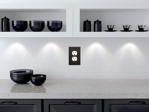 Modern Edge Decorative Wall Plate Switch Plate Outlet Cover, Durable Solid Zinc Alloy (Single Duplex 2PK, Matte Black)